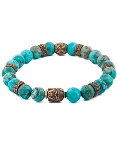 Ebru Jewelry Turquoise Stone & Buddha Bead Hope Bracelet - Blue