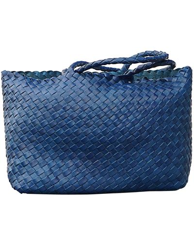 Rimini Woven Leather Handbag 'maura' - Blue