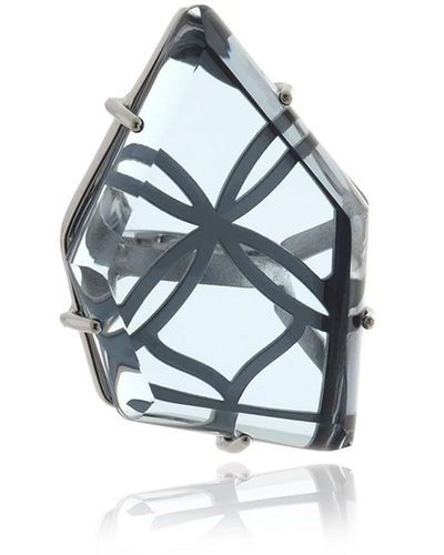 Georgina Jewelry Silver Signature Asymmetric Crystal Ring - Blue