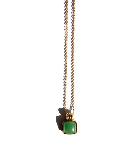seree Puzzle Jade Stone Pendant Necklace Pebble - Green
