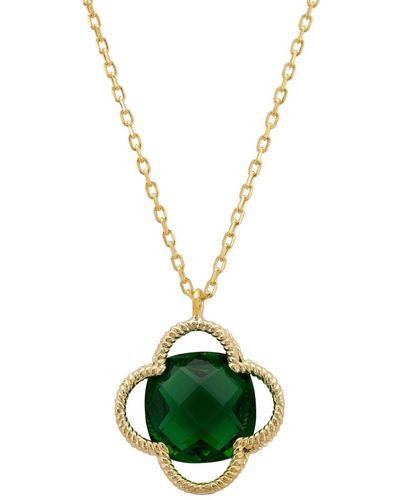 LÁTELITA London Open Clover Flower Gemstone Necklace Gold Emerald - Green