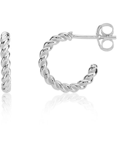 Auree Alhambra Mini Piccolo Twisted Sterling Hoop Earrings - Metallic