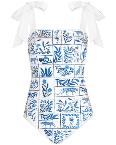Jessie Zhao New York Garden Reversible One-piece Swimsuit - Blue