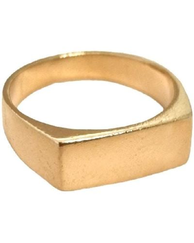 Posh Totty Designs Yellow Gold Plated Rectangle Signet Ring - Metallic