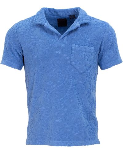 lords of harlech Johnny Towel Polo Shirt In Royal - Blue