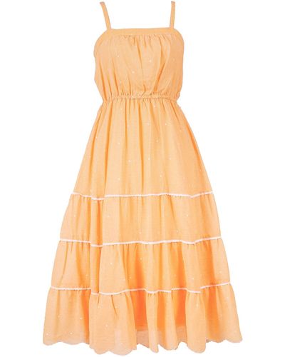 Sugar Cream Vintage Vintage Coral Pink Polyester Dress With Spaghetti Straps - Orange
