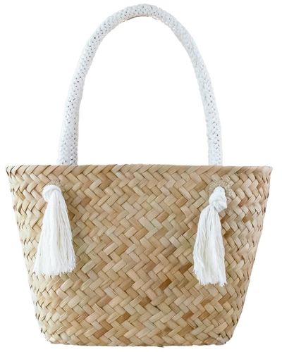 LIKHÂ Oat Large Classic Tote Bag With Braided Handles - White
