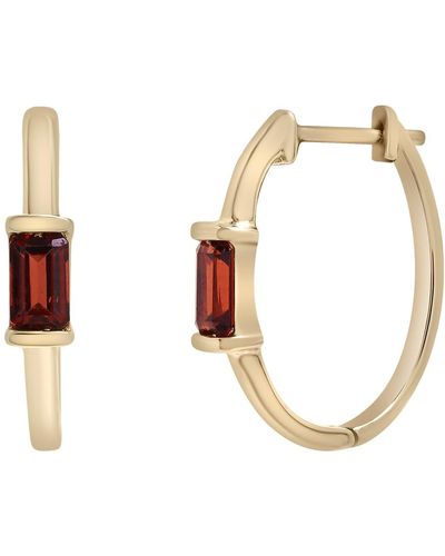 Miki & Jane Hazel Single Garnet Gemstone Hoop Earrings - Metallic