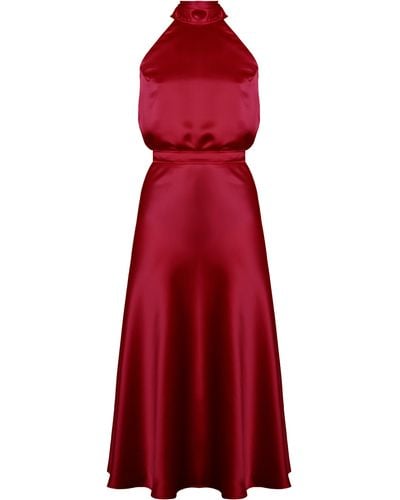UNDRESS Noma Satin Midi Cocktail Dress - Red