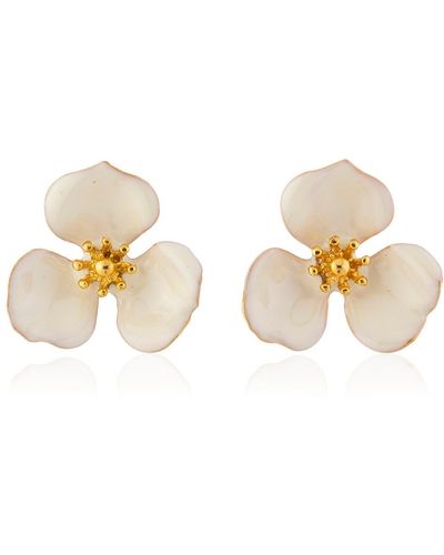 Milou Jewelry Cream Bloom Flower Earrings - Metallic