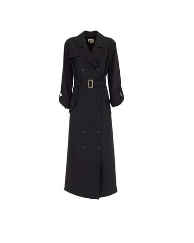 Julia Allert Belted Double-breasted Trench Dress - Black