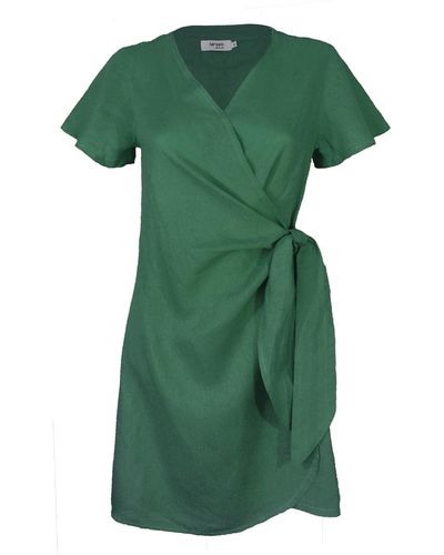 Larsen and Co Pure Linen Lucca Wrap Dress In Sea - Green