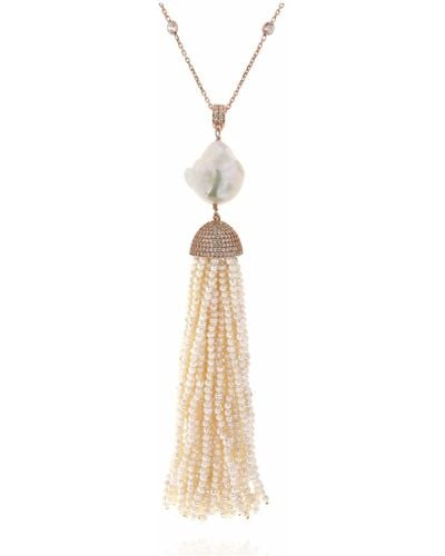 Cosanuova Pearl Baroque Tassel Necklace - White