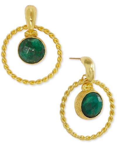 Ottoman Hands Myra Emerald Front Hoop Earrings - Metallic