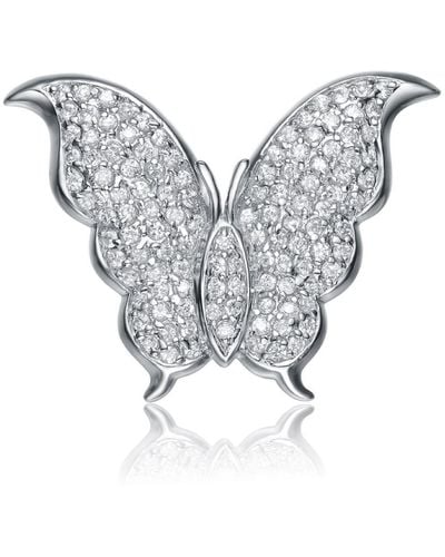 Genevive Jewelry Sterling Silver Cubic Zirconia Butterfly Pin - Metallic