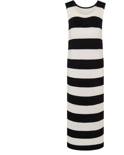 INGMARSON Striped Slit Dress - Black