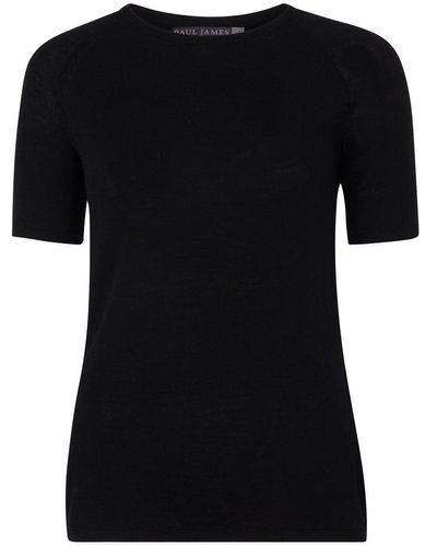 Paul James Knitwear S Midweight Merino Activewear Selene T-shirt - Black