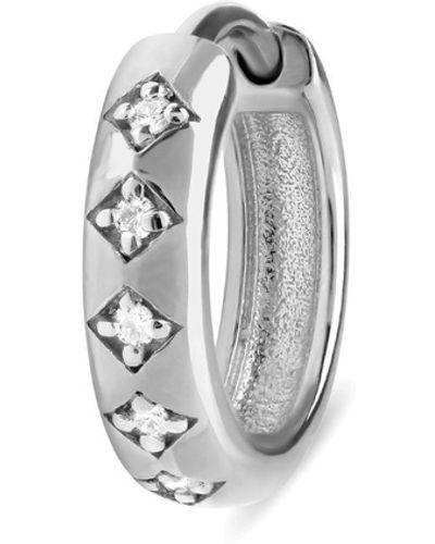 Zohreh V. Jewellery Diamond Engraved huggie Hoop Earring White Gold