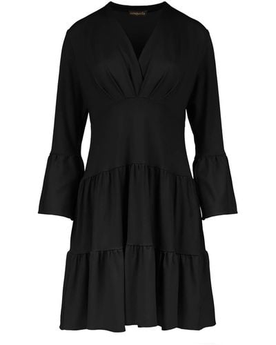 Conquista Jersey Tiered Dress - Black