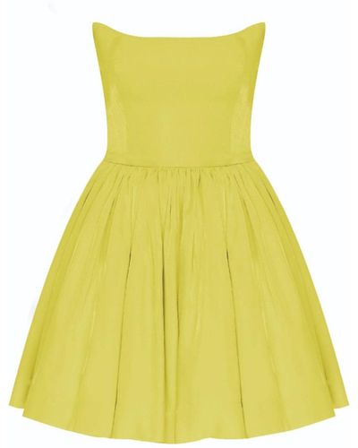 NAZLI CEREN Sibby Strapless Satin Mini Dress In Marigold - Yellow