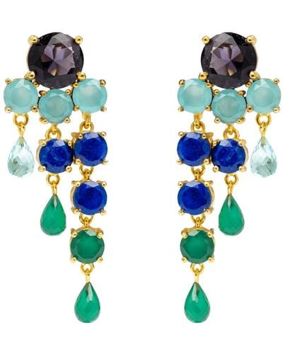 Lavani Jewels Dark Blue & Green Adoration Earrings