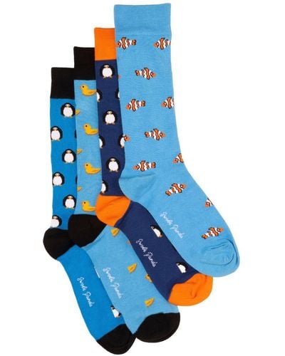 Swole Panda Penguin & Duck Bamboo Sock Bundle - Blue