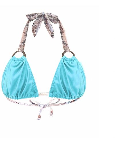 ELIN RITTER IBIZA Neutrals / Aqua Triangle Bikini Top Molly - Blue