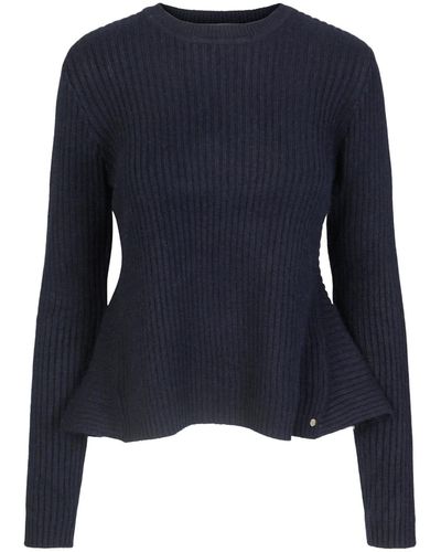 tirillm "aldine" Rib Knitted A-line Cashmere Pullover - Blue