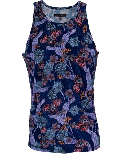 lords of harlech Tedford Ocean Floral Tank - Blue