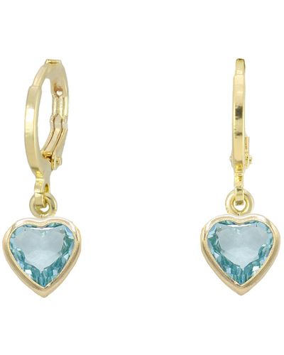 Marcia Moran Brynne Heart huggie Earrings With Aqua - Blue
