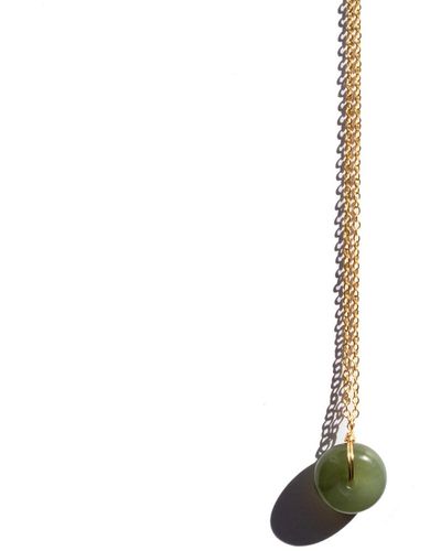 seree Coin Green Jade Hollow Necklace - Metallic
