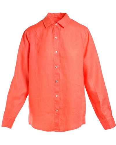 Haris Cotton Solid Linen Shirt With Long Sleeved - Red