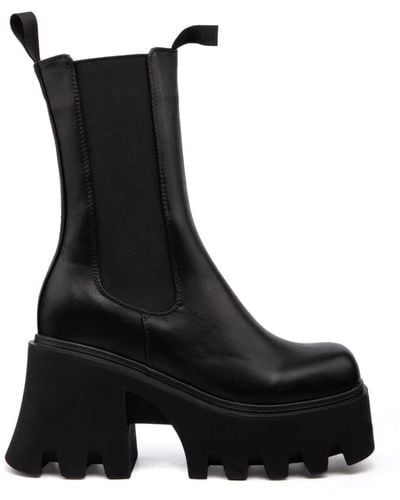 LAMODA Wipe Out Chunky Platform Ankle Boots - Black