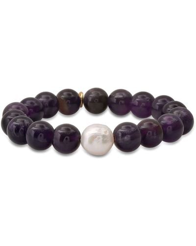 Soul Journey Jewelry Feel Peace Amethyst And Pearl Bracelet - Purple