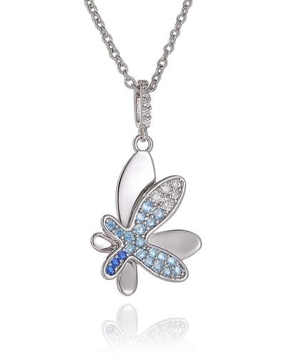 Classicharms Silver Gradient Pavé Diamond Butterfly Pendant Necklace - Metallic