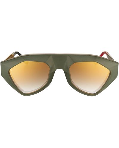 Vysen Eyewear The Sha Dark Military Green And Gold Temple - Brown