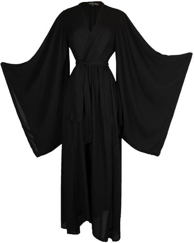 Jennafer Grace Kimono Duster Wrapdress - Black