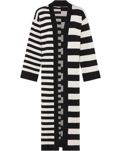 INGMARSON Multi-striped Wool & Cashmere Knitted Cardigan Long - Black