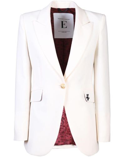 The Extreme Collection Single Breasted Premium Crepe Ecru Blazer Paris - White