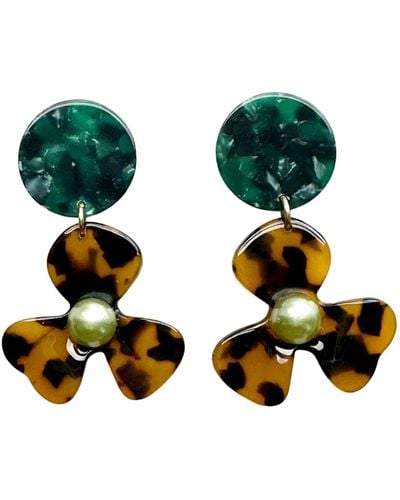 CLOSET REHAB Pearl Water Poppy Drop Earrings In Emerald Bae - Green