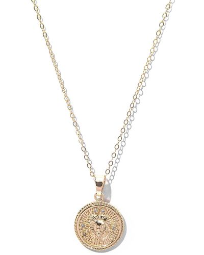 The Essential Jewels Leo Zodiac Medallion Pendant Filled Necklace - Metallic