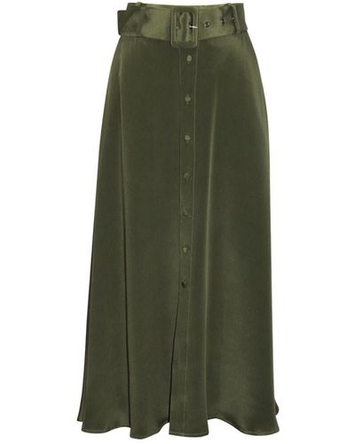 Gosia Orlowska Tilda Belted Silk Midi Skirt - Green