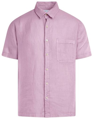 Haris Cotton Short Sleeved Front Pocket Linen Shirt - Purple