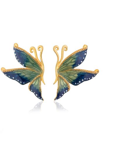 Milou Jewelry & Navy Blue Butterfly Earrings - Green