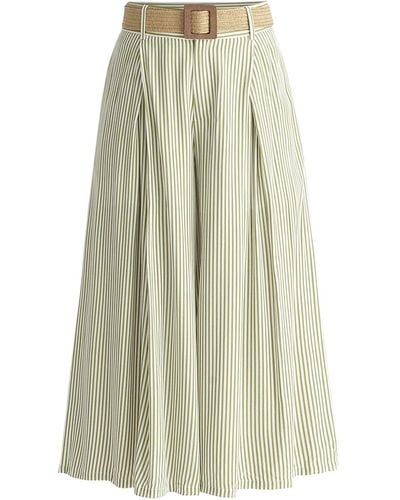 Paisie Belted Pleated Culottes In - Green