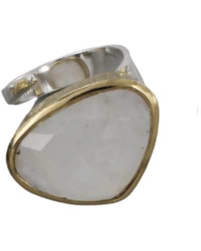 Reeves & Reeves Maharani Silver And Gold Plate Supersized Ring - Gray