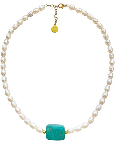 Smilla Brav Turquoise Pearl Necklace Mina - Metallic