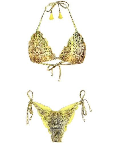 ELIN RITTER IBIZA Yellow Eco Snake Print Bikini Set Gio Sarita - Metallic