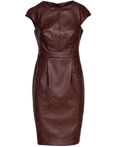Conquista Chocolate Faux Leather Dress - Brown