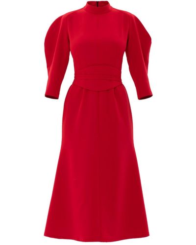 Julia Allert Fitted Dress With Belt - Red